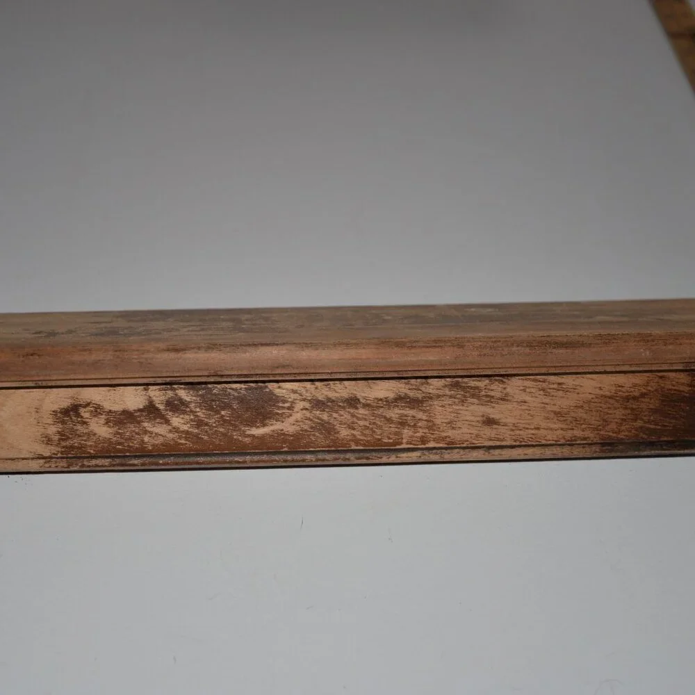 antique old primitive wall shelf solid wood ledge spice rack tigerwood ?